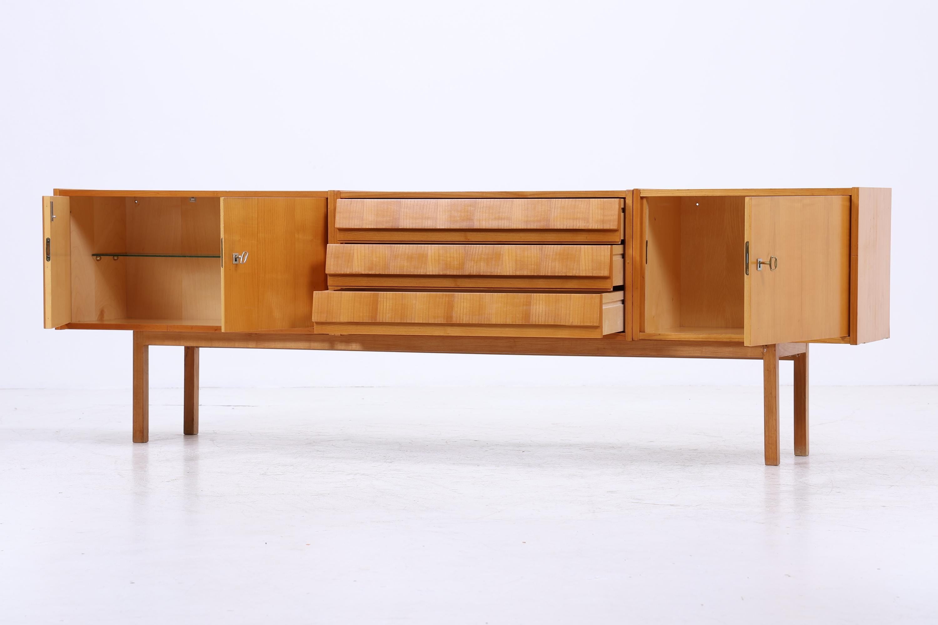 Vintage Sideboard 60er Jahre | Mid Century Lowboard mit Schubladen &amp; Fächern Holz Aufbewahrung