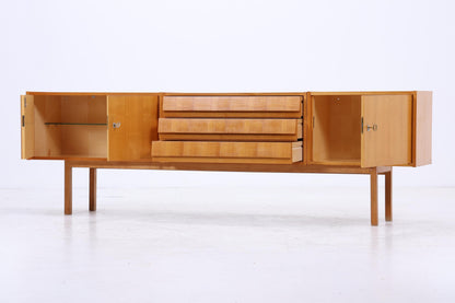 Vintage Sideboard 60er Jahre | Mid Century Lowboard mit Schubladen &amp; Fächern Holz Aufbewahrung