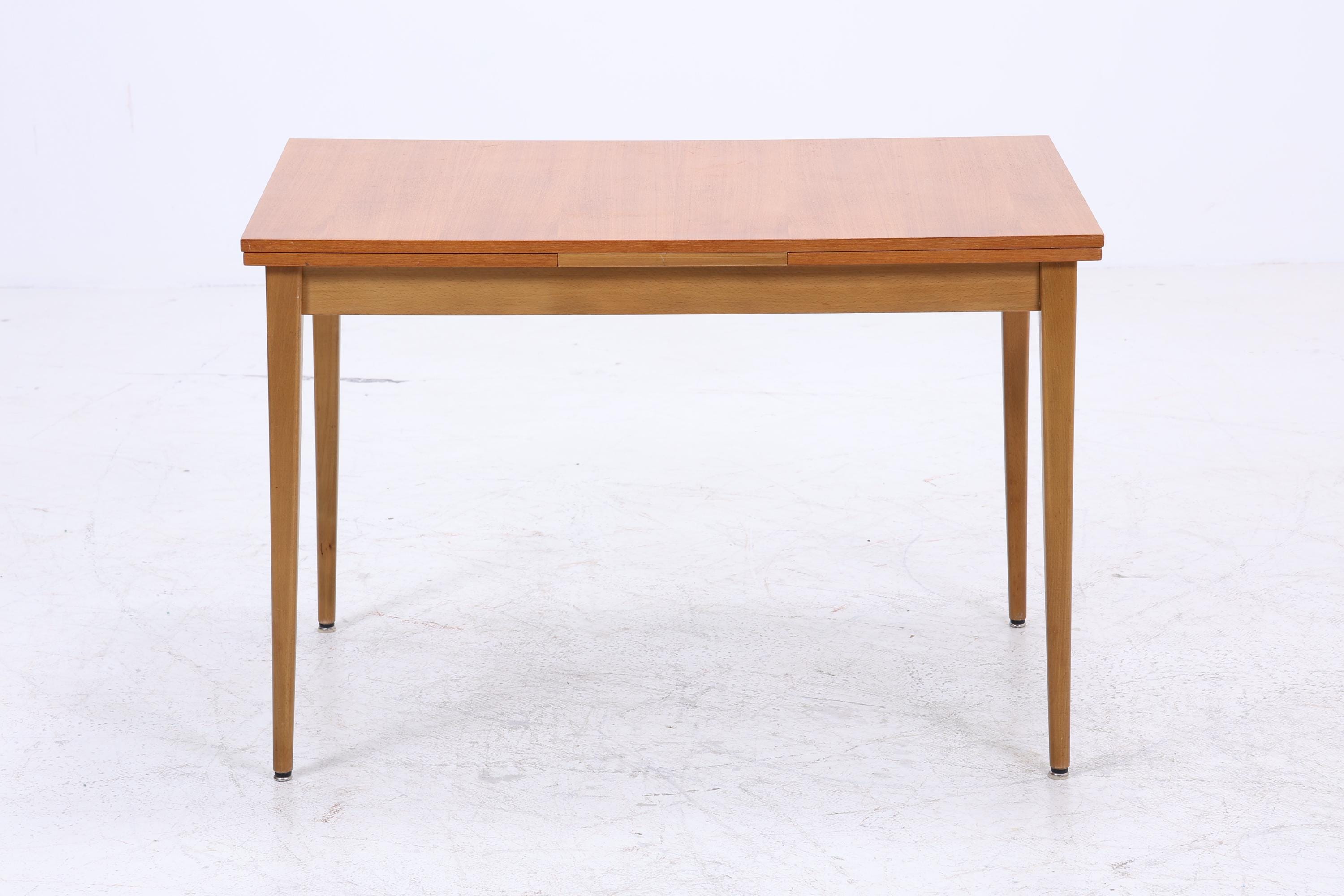 Vintage Teak Esstisch | Mid-Century Ausziehbarer Küchentisch 1960er Teak Holz