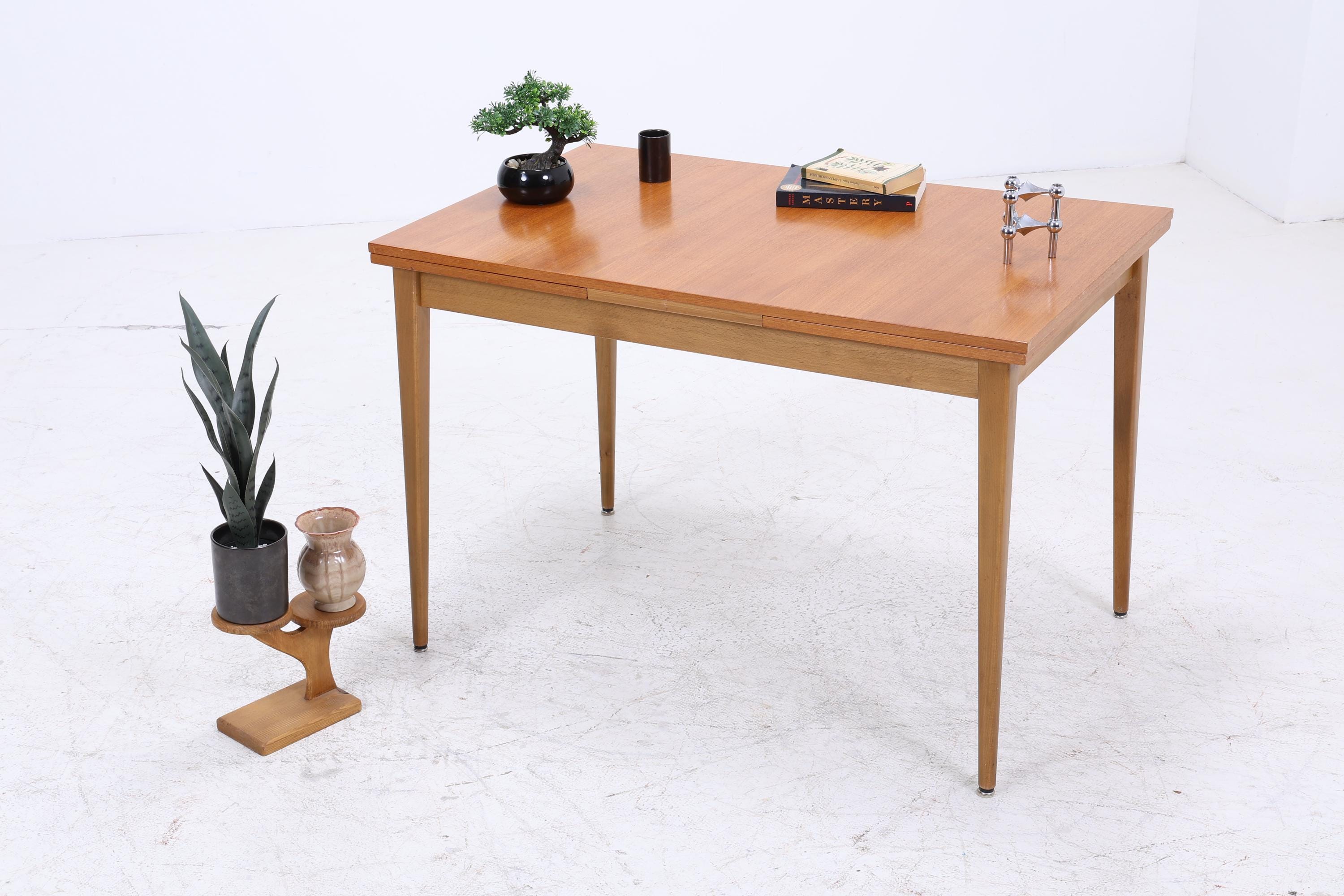 Vintage Teak Esstisch | Mid-Century Ausziehbarer Küchentisch 1960er Teak Holz