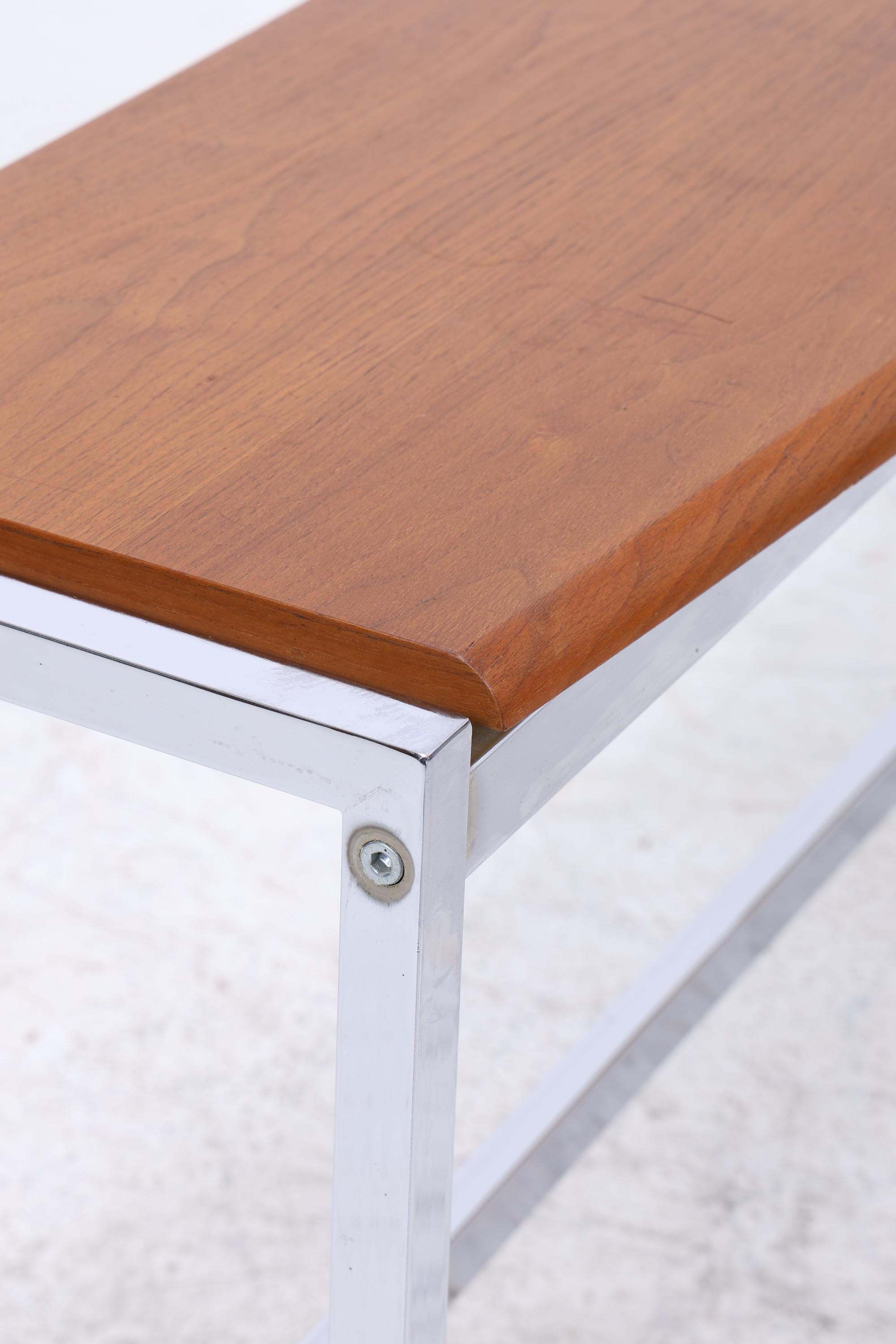 Wunderschöner Vintage Beistelltisch aus Teak &amp; Chrom | Mid Century Couchtisch Konsolentisch 60er Jahre Retro Wohnzimmer