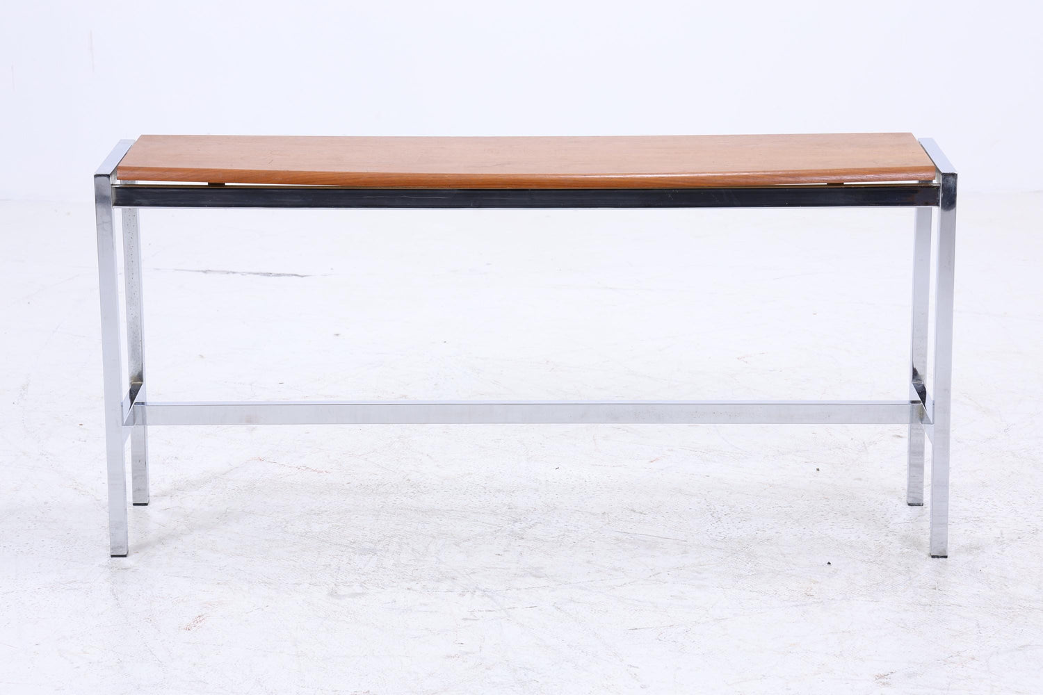 Wunderschöner Vintage Beistelltisch aus Teak &amp; Chrom | Mid Century Couchtisch Konsolentisch 60er Jahre Retro Wohnzimmer