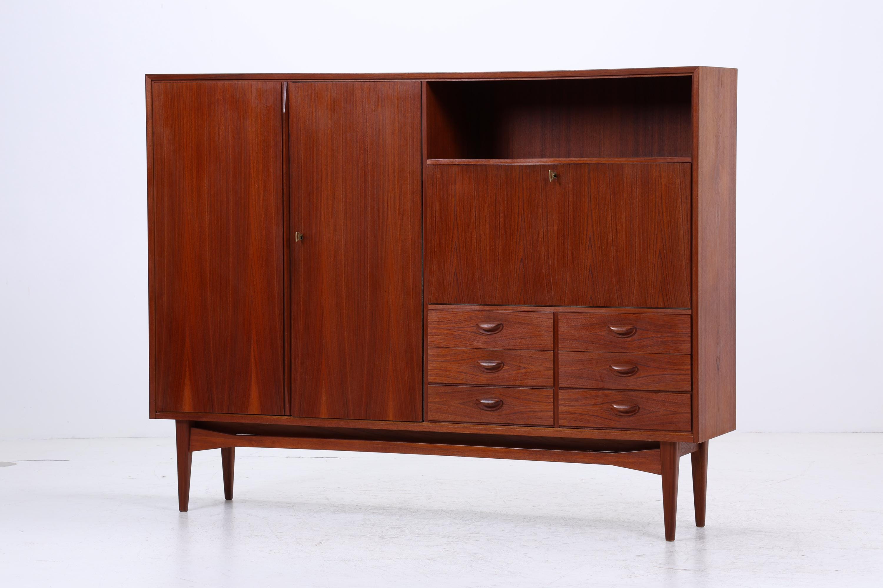 Vintage Teak Schrank 60er Jahre | Mid Century Highboard Holz Aufbewahrung