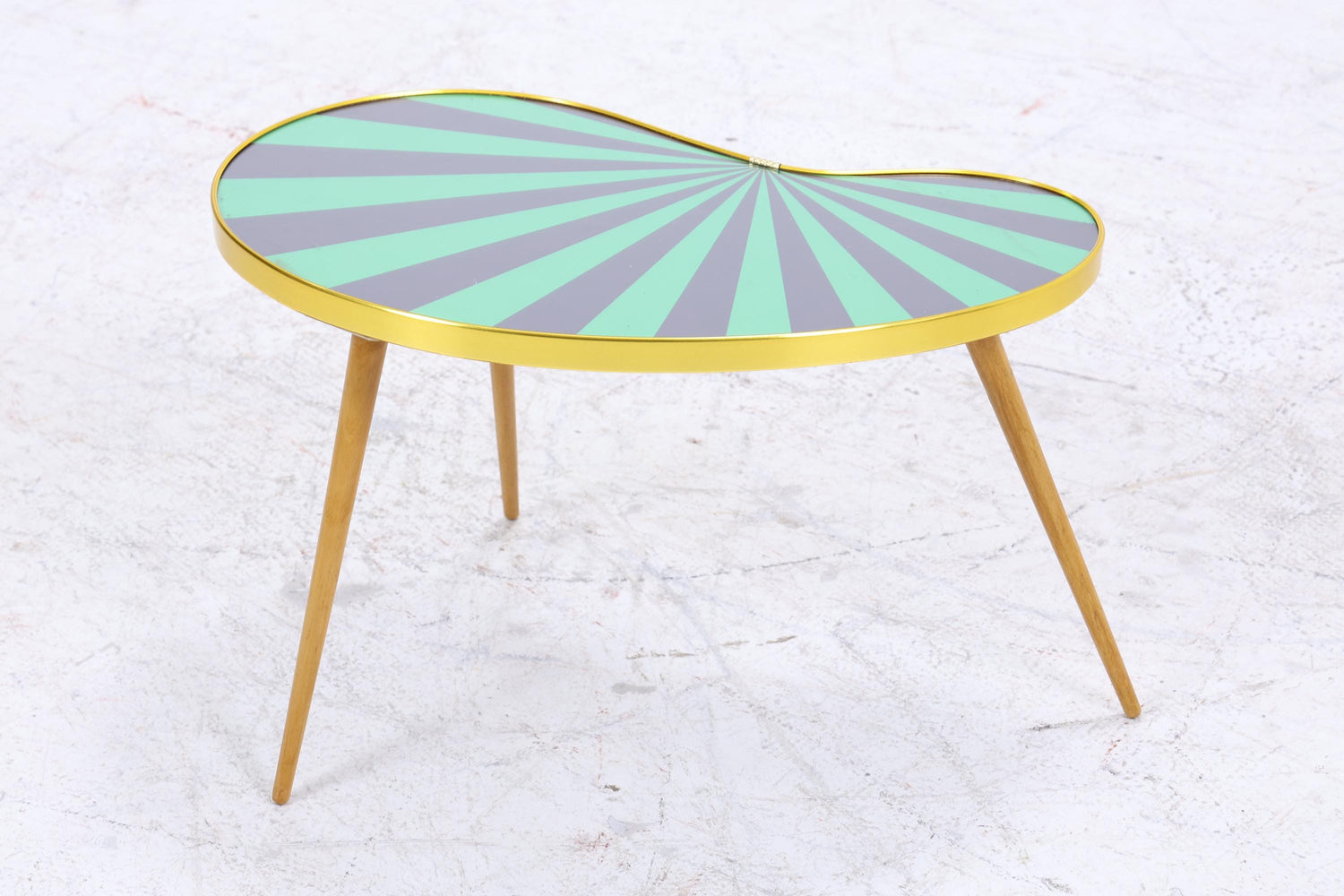 Vintage Nierentisch mit Muster | Mid Century Blumentisch | Beistelltische Schwarz Grün 60er Jahre