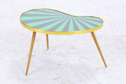 Vintage Nierentisch mit Muster | Mid Century Blumentisch | Beistelltische Schwarz Grün 60er Jahre