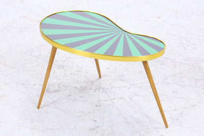 Vintage Nierentisch mit Muster | Mid Century Blumentisch | Beistelltische Schwarz Grün 60er Jahre