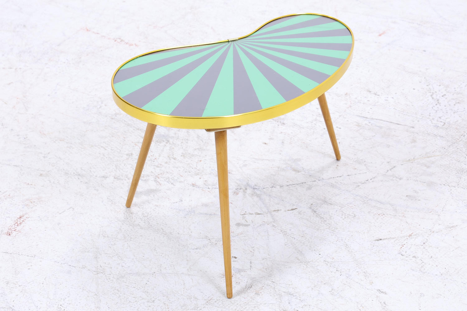 Vintage Nierentisch mit Muster | Mid Century Blumentisch | Beistelltische Schwarz Grün 60er Jahre