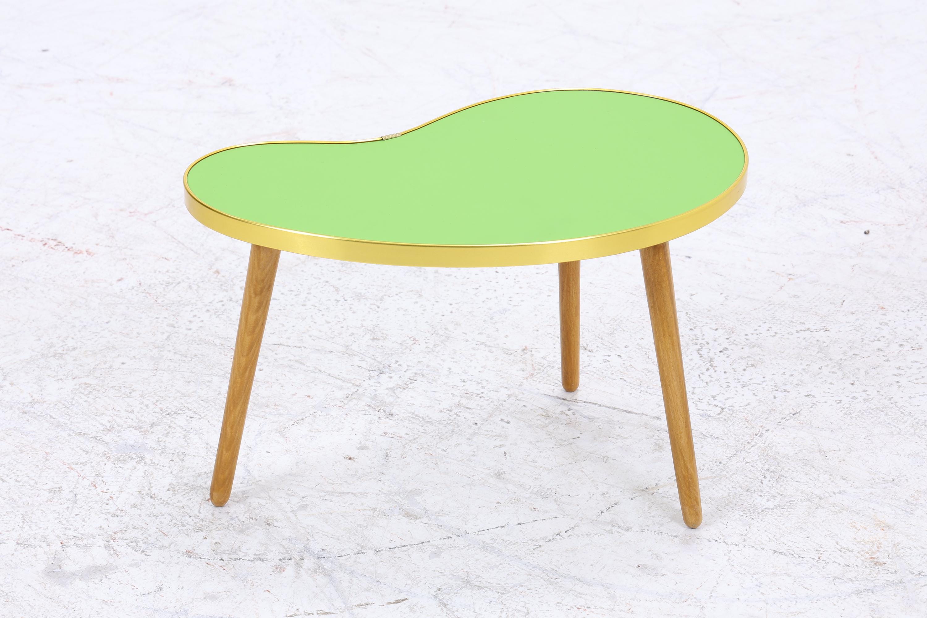 Vintage Nierentisch | Mid Century Blumentisch | Beistelltische Grün 60er Jahre