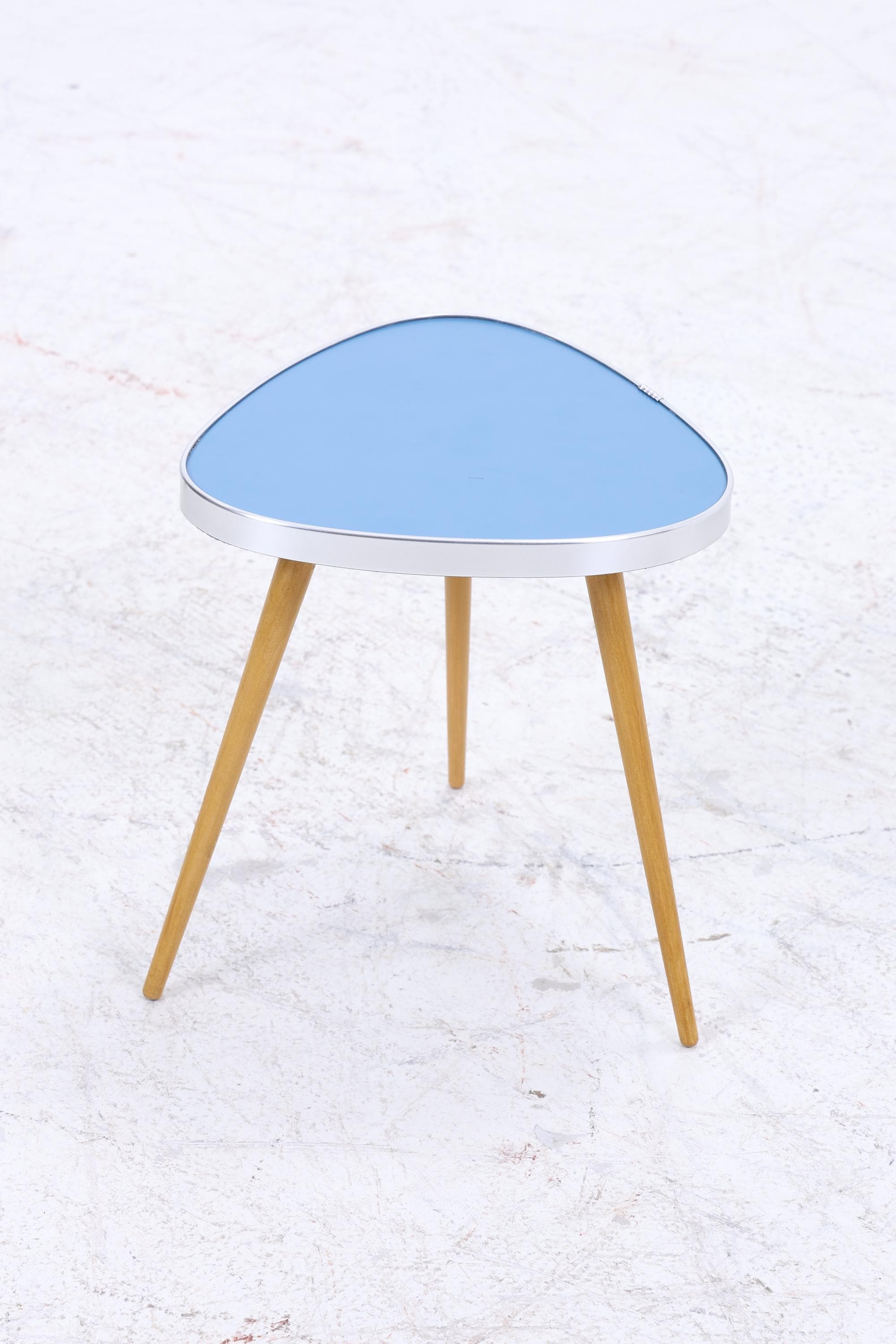 Vintage Blumentisch | Mid Century Nierentisch | Beistelltisch Blau 60er Jahre