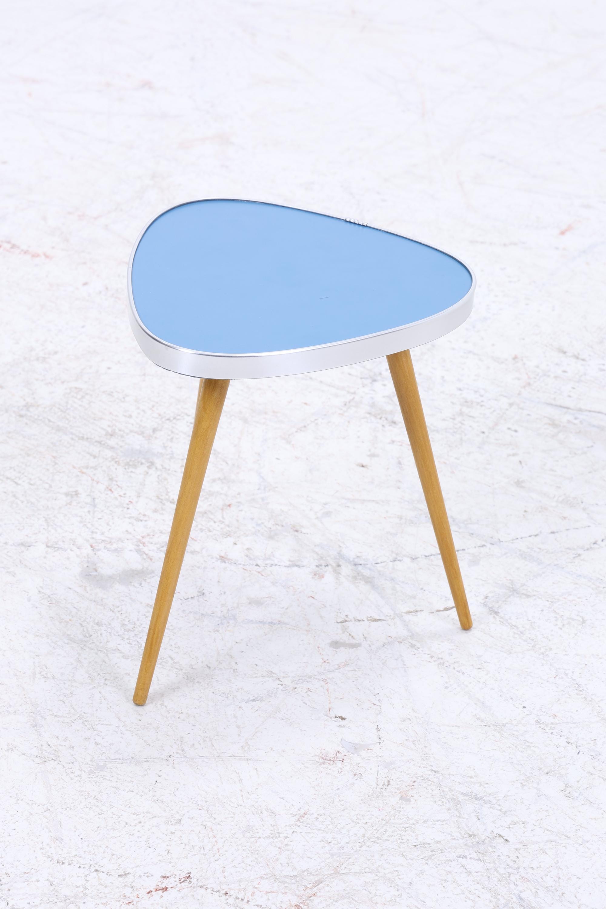 Vintage Blumentisch | Mid Century Nierentisch | Beistelltisch Blau 60er Jahre