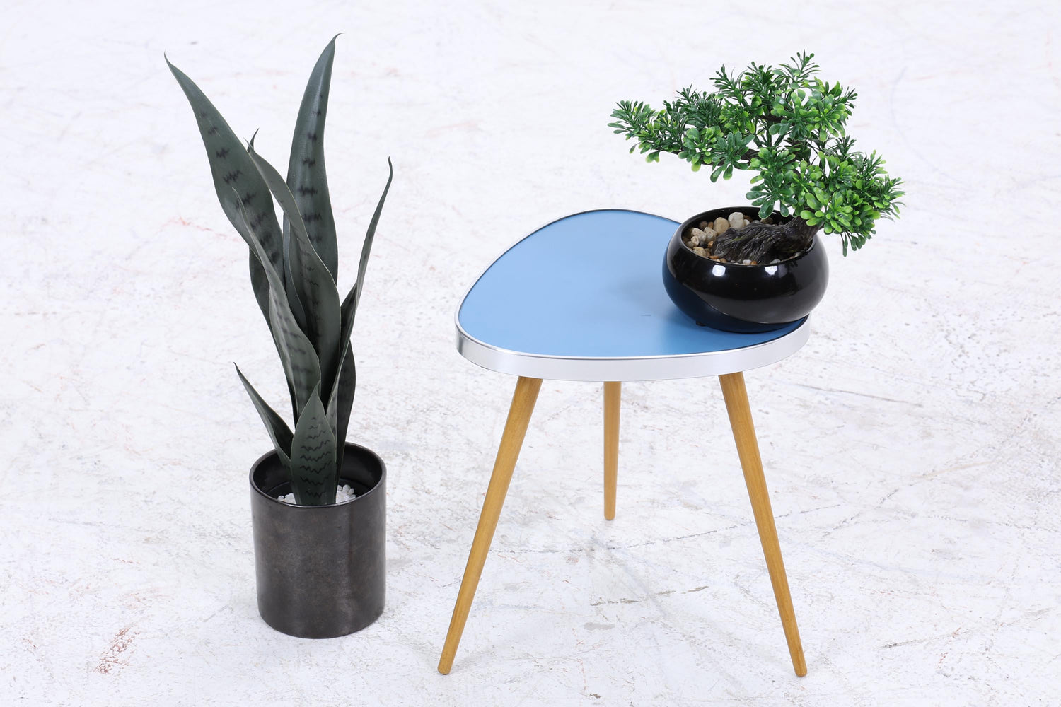 Vintage Blumentisch | Mid Century Nierentisch | Beistelltisch Blau 60er Jahre