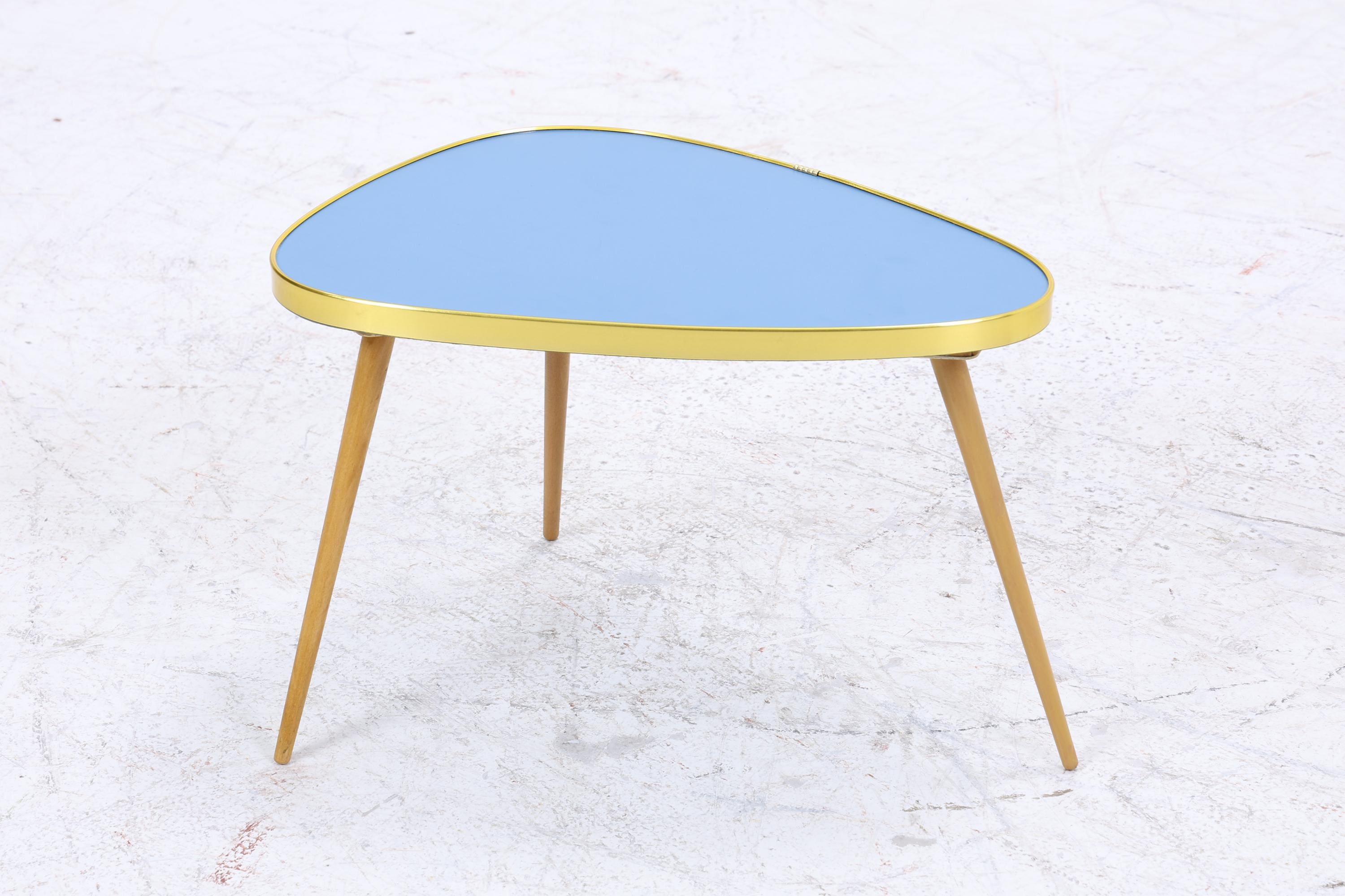 Vintage Blumentisch | Mid Century Nierentisch | Beistelltisch Blau 60er Jahre