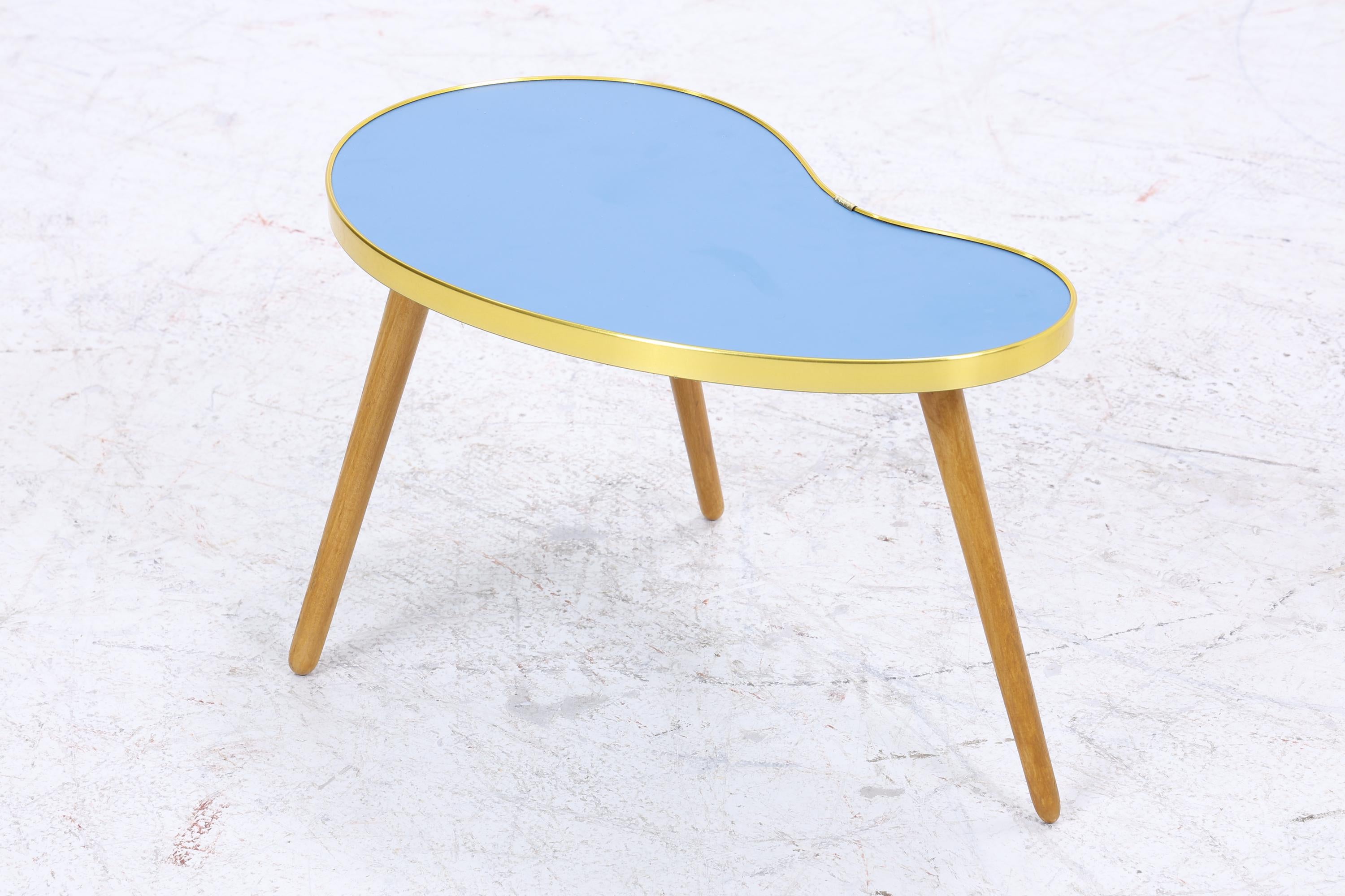 Vintage Nierentisch | Mid Century Blumentisch | Beistelltische Blau 60er Jahre