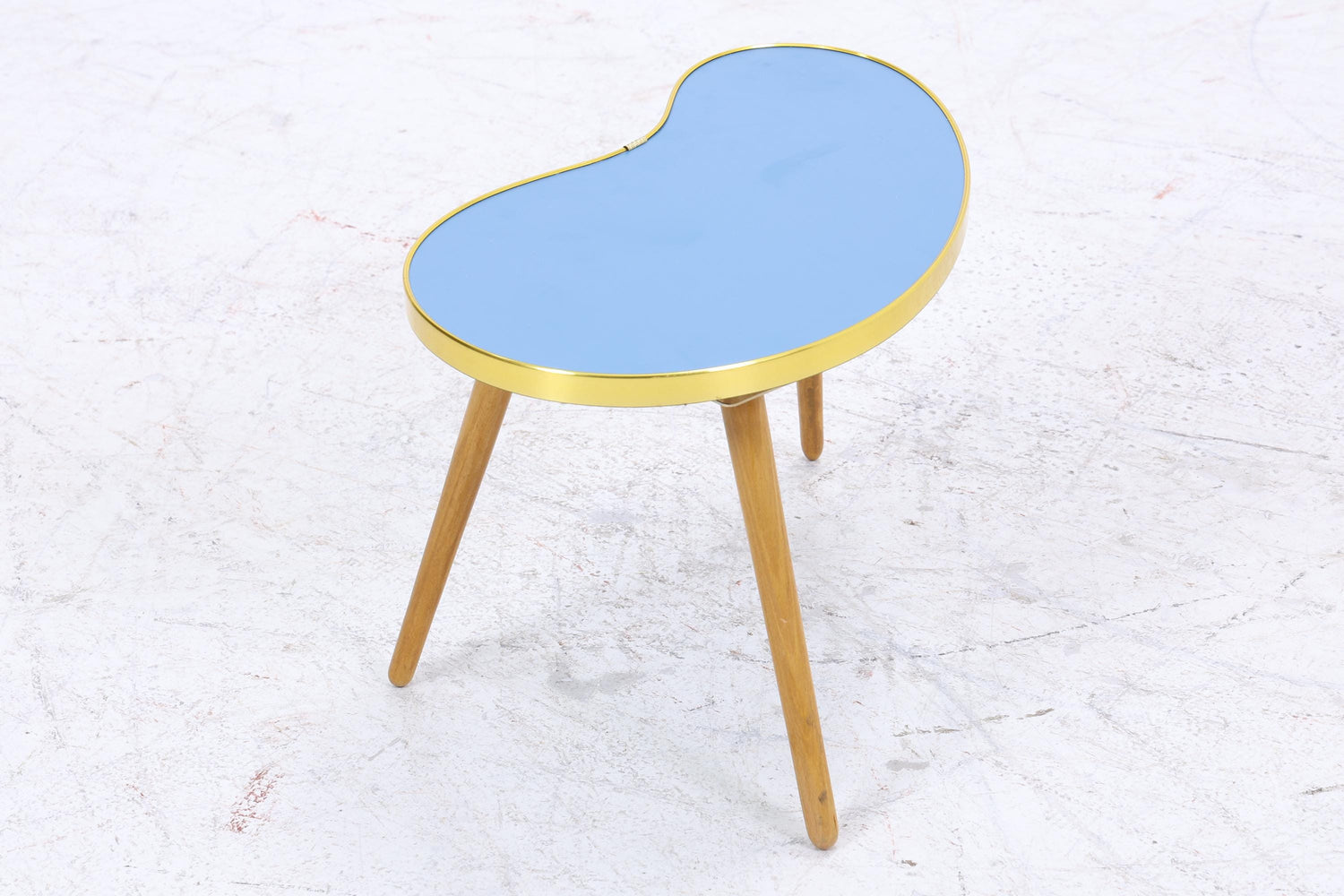 Vintage Nierentisch | Mid Century Blumentisch | Beistelltische Blau 60er Jahre