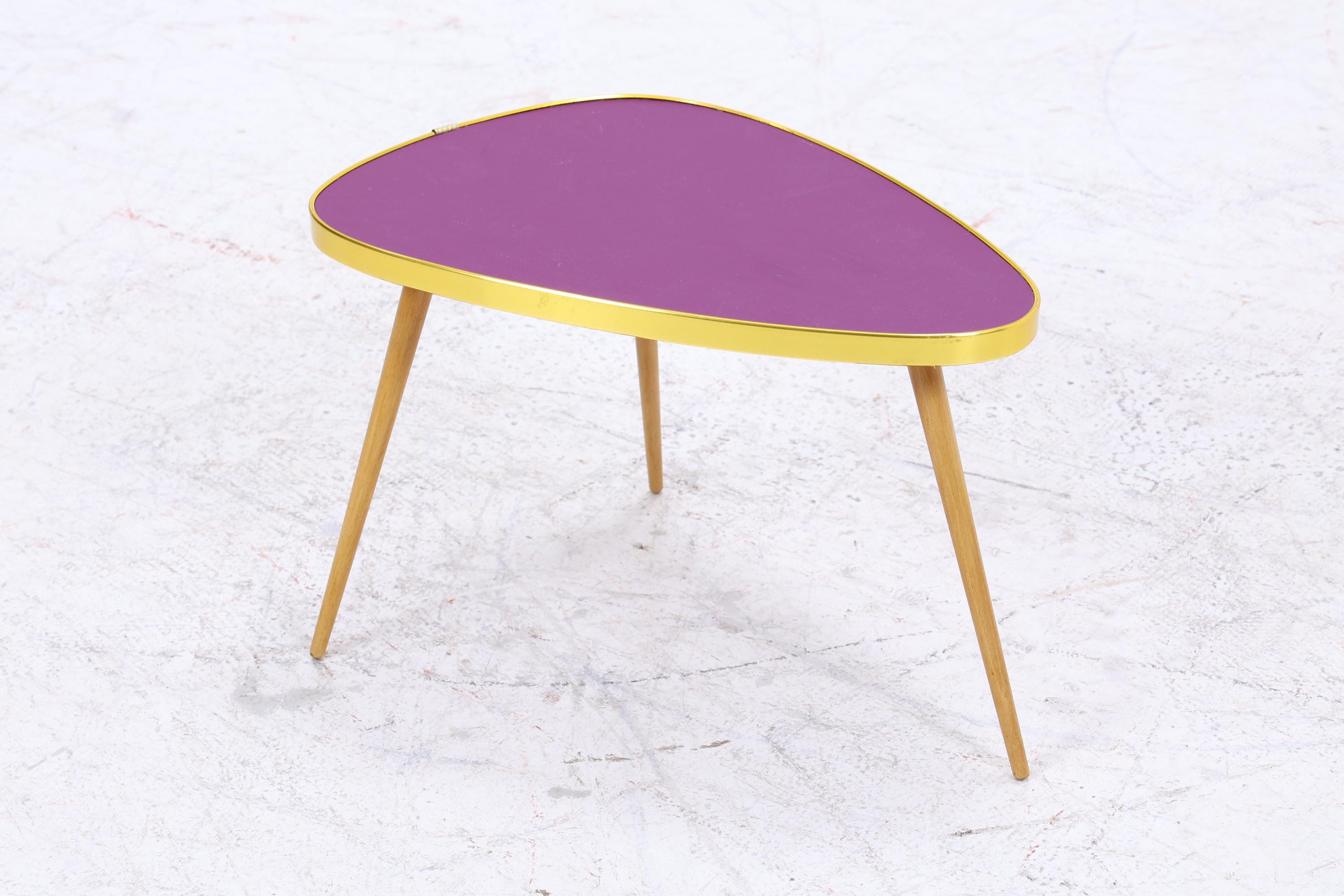 Vintage Blumentisch | Mid Century Nierentisch | Beistelltisch Lila 60er Jahre