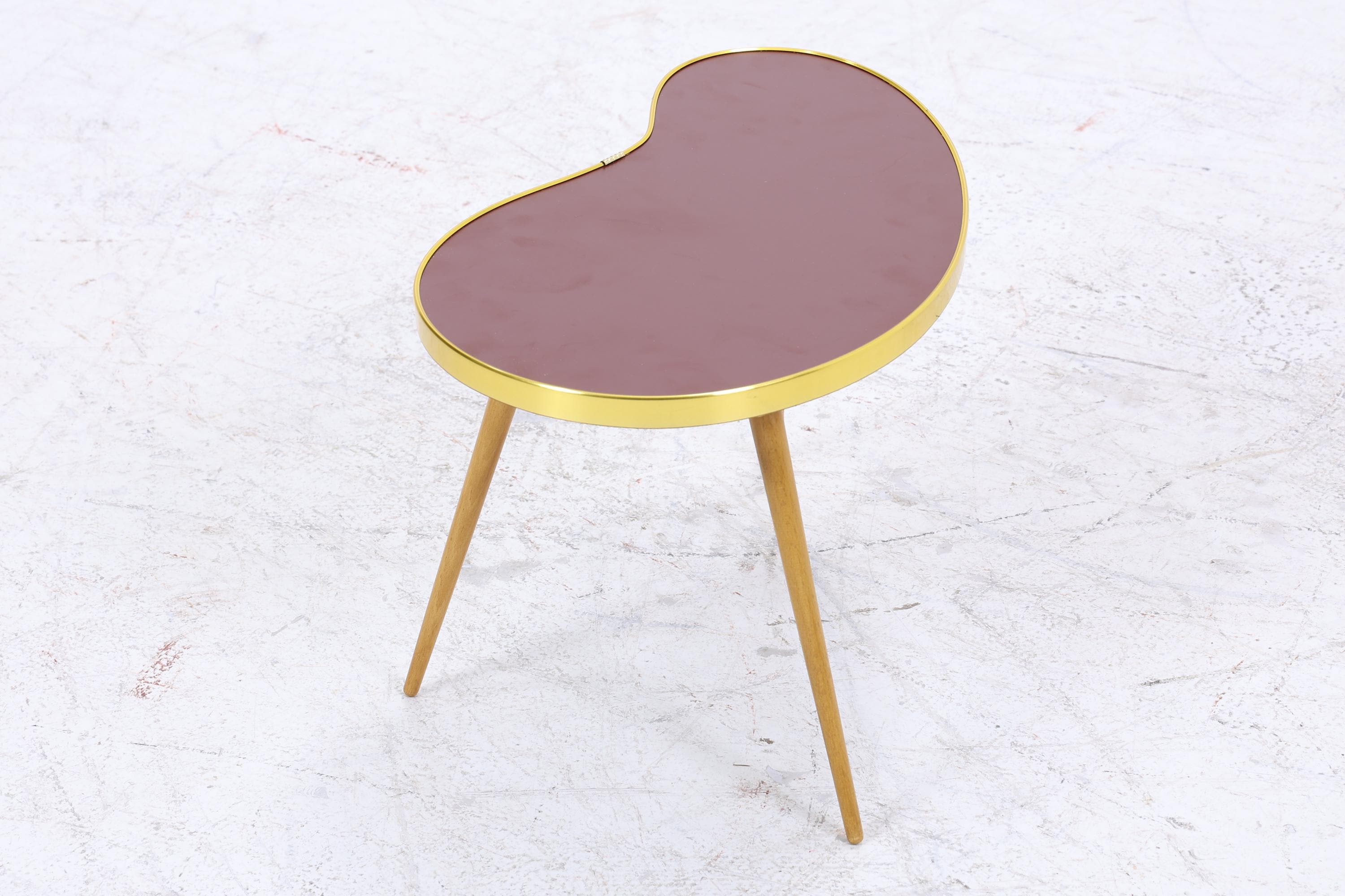 Vintage Nierentisch | Mid Century Blumentisch | Beistelltische Braun 60er Jahre