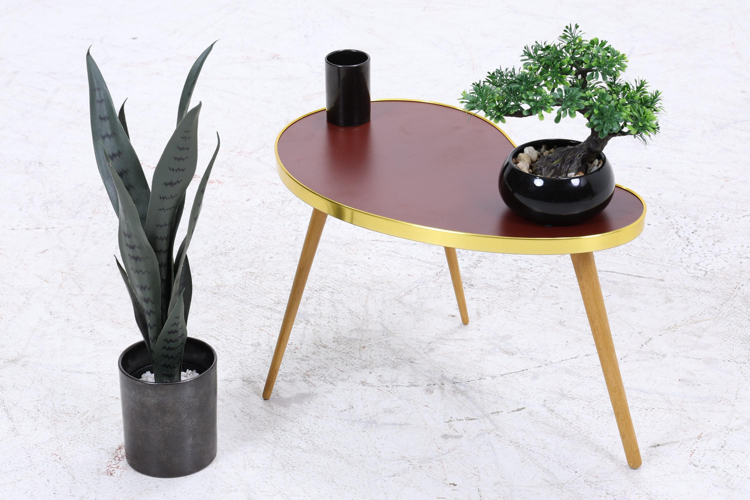 Vintage Nierentisch | Mid Century Blumentisch | Beistelltische Braun 60er Jahre