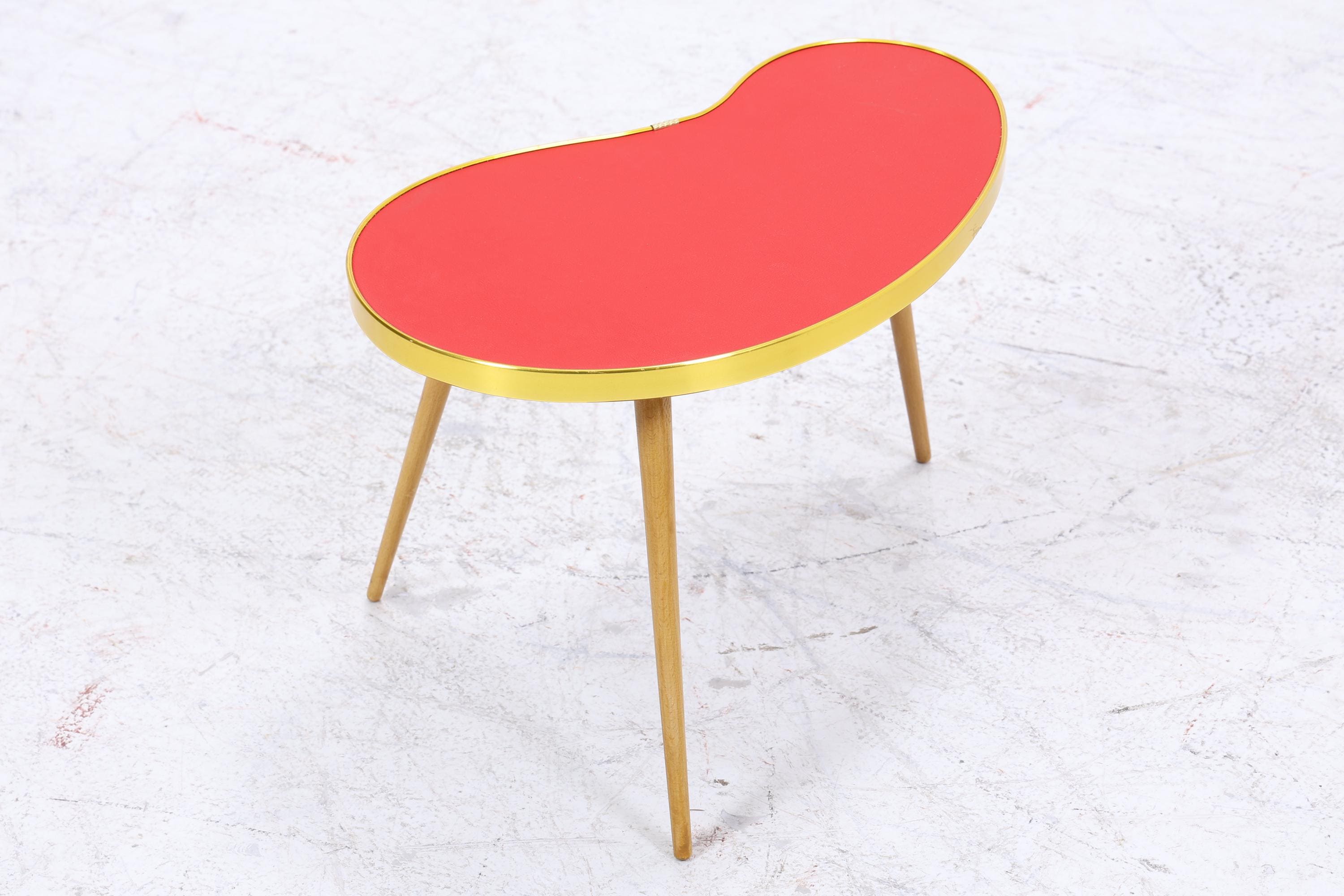 Vintage Nierentisch | Mid Century Blumentisch | Beistelltische Rot 60er Jahre
