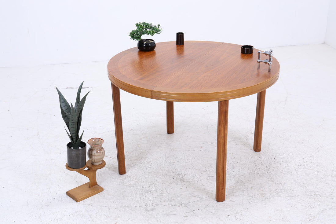 Runder Vintage Küchentisch 60er Jahre | Mid Century Esstisch Tisch Retro 70er Holz Ausziehbar