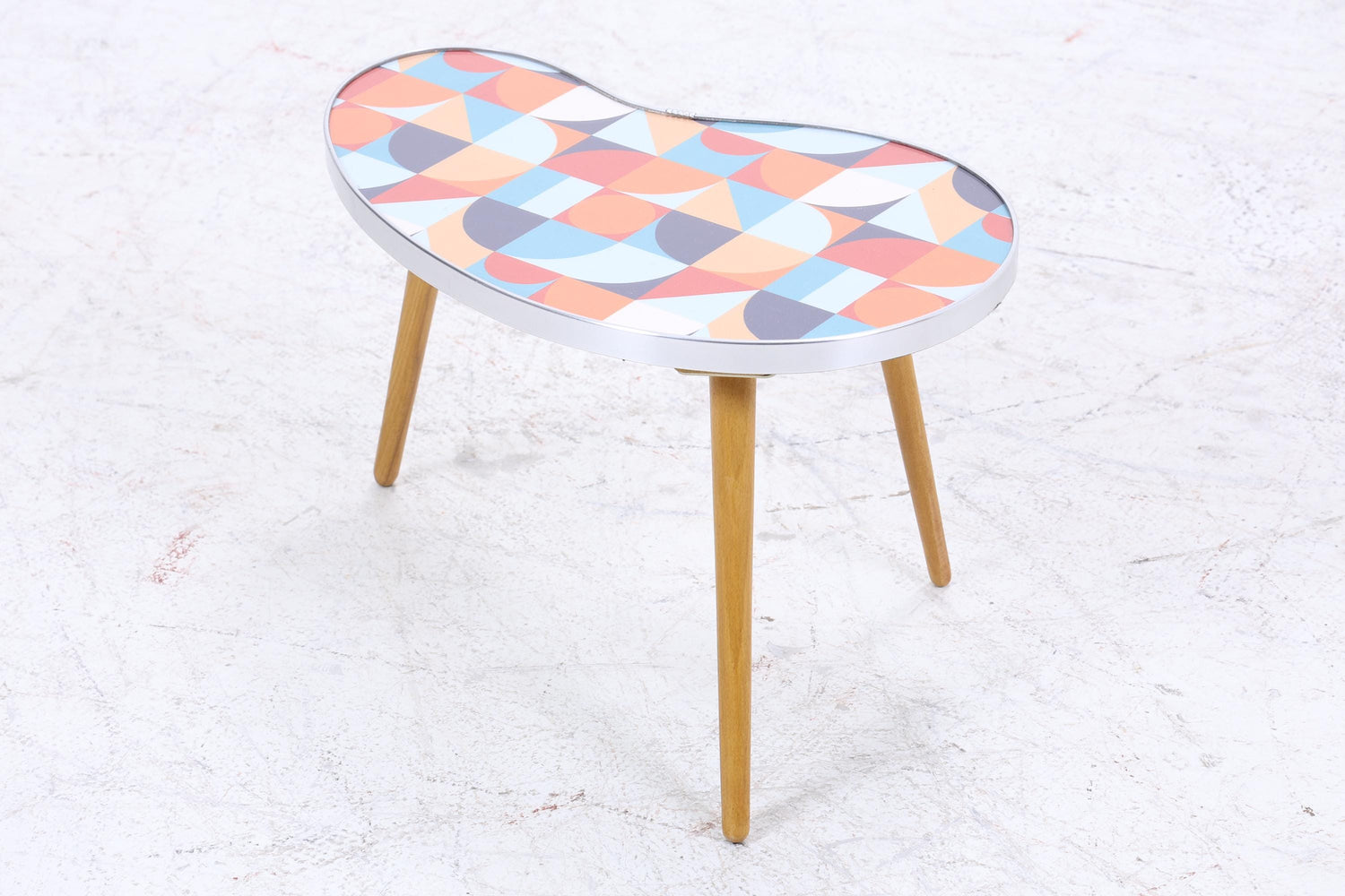 Vintage Nierentisch mit Muster | Mid Century Blumentisch | Beistelltische 60er Jahre