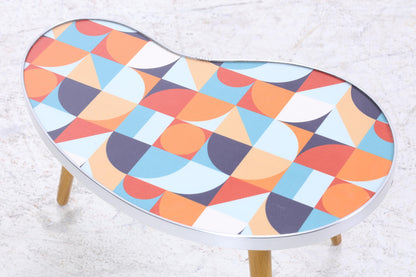 Vintage Nierentisch mit Muster | Mid Century Blumentisch | Beistelltische 60er Jahre