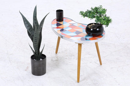 Vintage Nierentisch mit Muster | Mid Century Blumentisch | Beistelltische 60er Jahre
