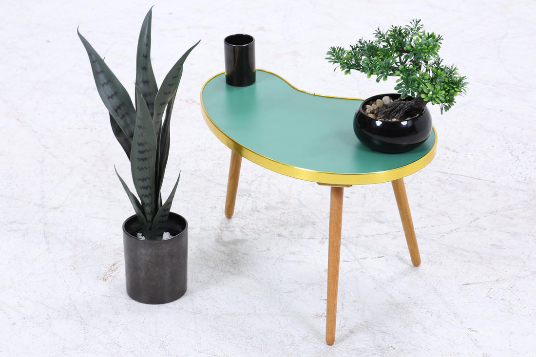 Vintage Nierentisch | Mid Century Blumentisch | Beistelltische Grün 60er Jahre