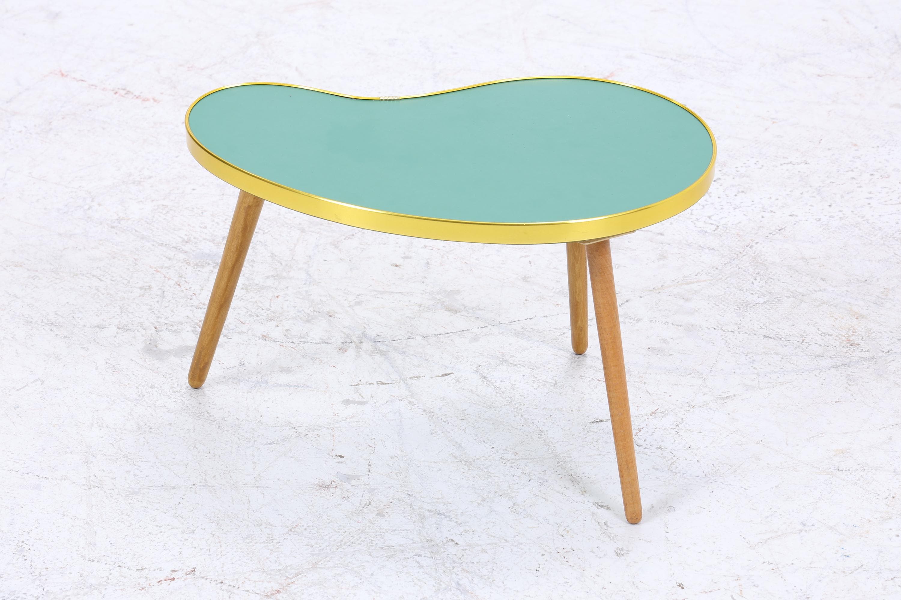 Vintage Nierentisch | Mid Century Blumentisch | Beistelltische Grün 60er Jahre