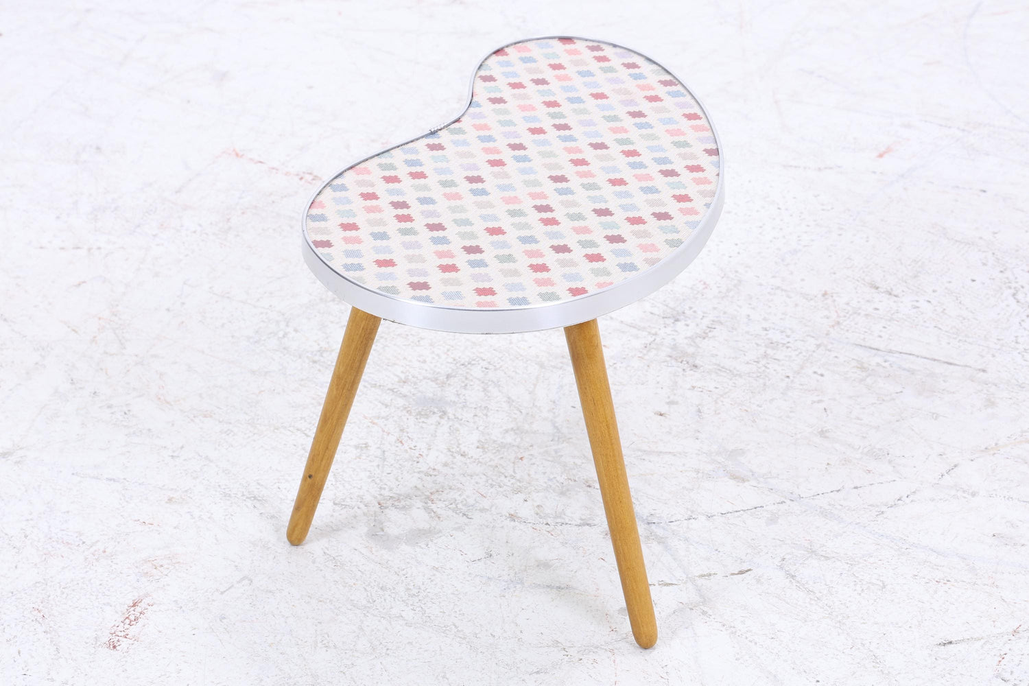 Vintage Nierentisch mit Muster | Mid Century Blumentisch | Beistelltische 60er Jahre