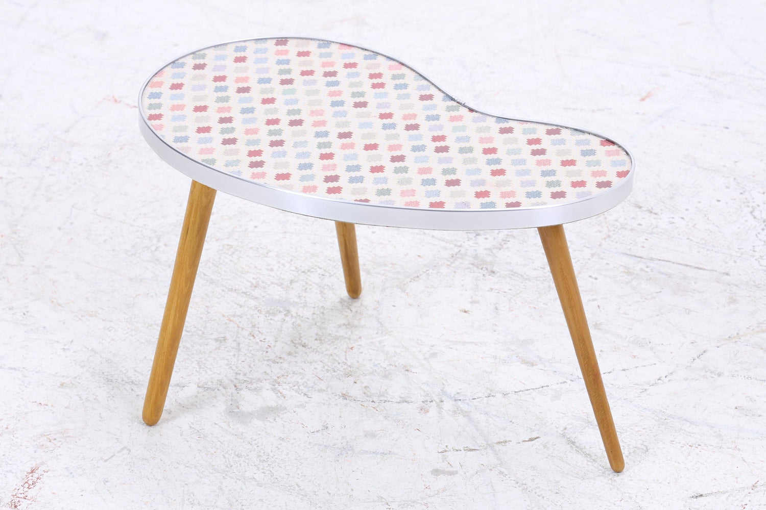 Vintage Nierentisch mit Muster | Mid Century Blumentisch | Beistelltische 60er Jahre