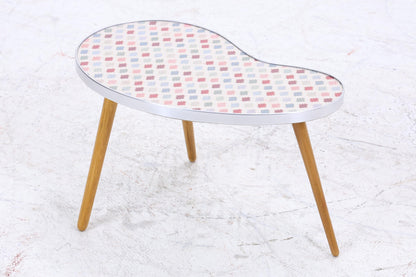 Vintage Nierentisch mit Muster | Mid Century Blumentisch | Beistelltische 60er Jahre