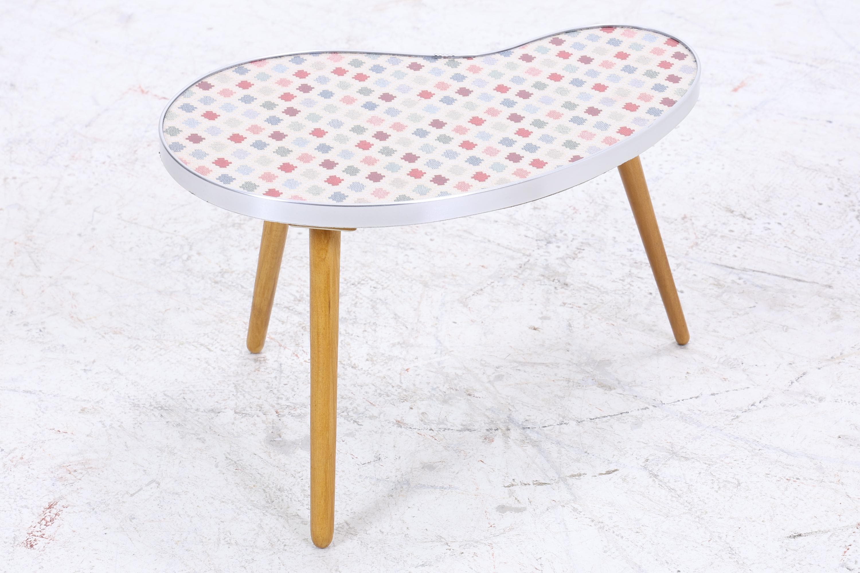 Vintage Nierentisch mit Muster | Mid Century Blumentisch | Beistelltische 60er Jahre