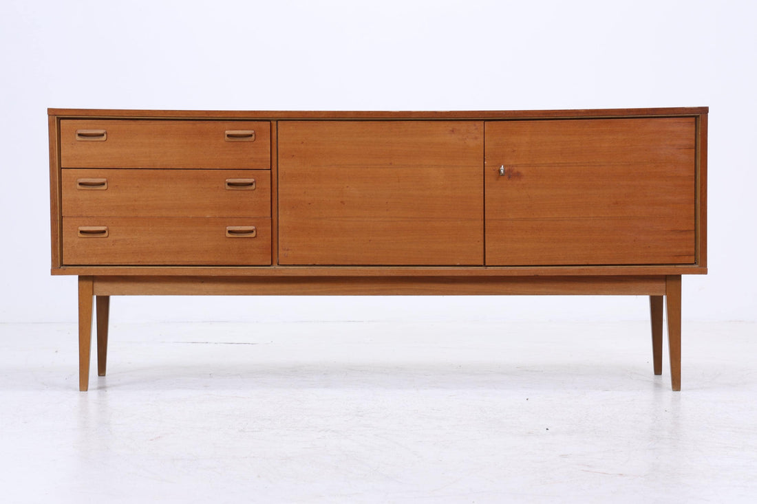 Vintage Teak Sideboard 60er Jahre | Danish Design Mid Century Anrichte mit Schubladen &amp; Fächern Retro Holz Aufbewahrung
