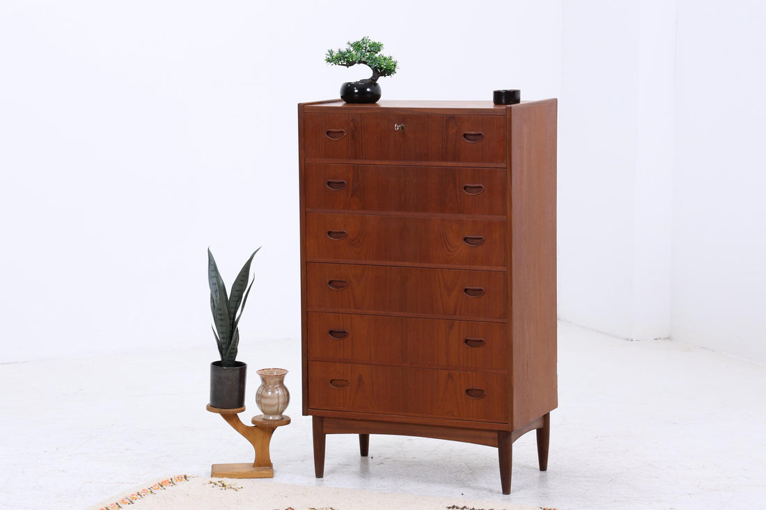 Vintage Teak Schubladen Kommode | Mid Century Schrank Holz Aufbewahrung 60er Jahre Danish Design