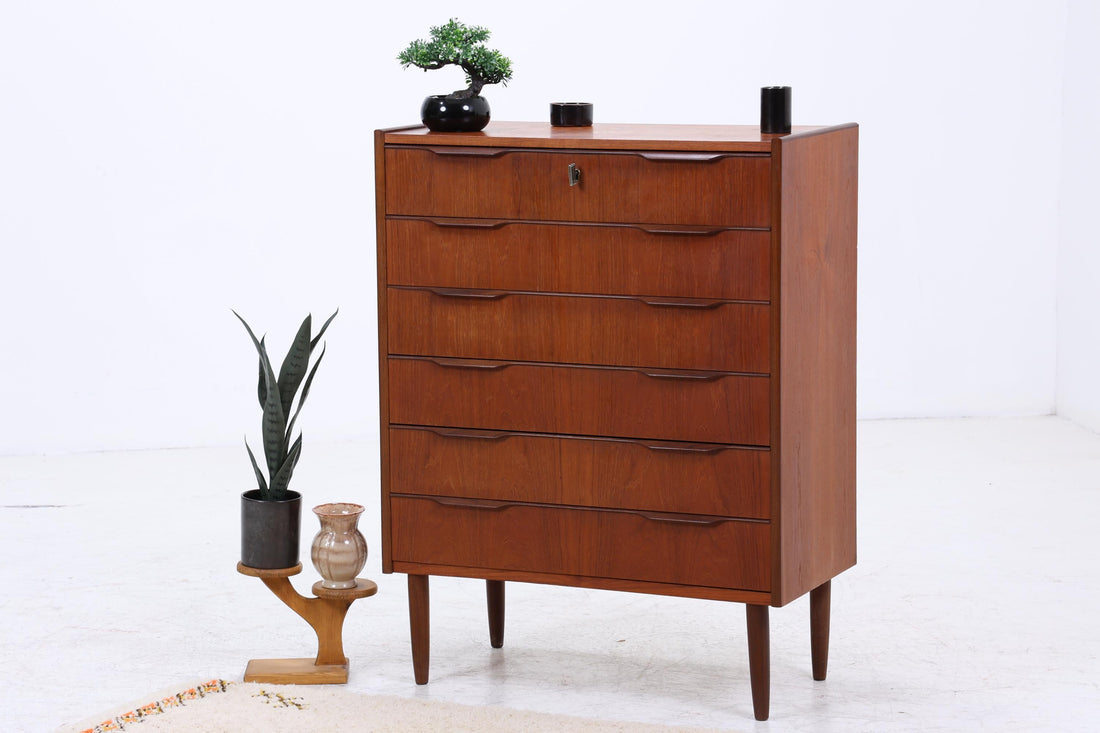 Vintage Teak Schubladen Kommode | Mid Century Danish Design Schrank Holz Aufbewahrung 60er 70er