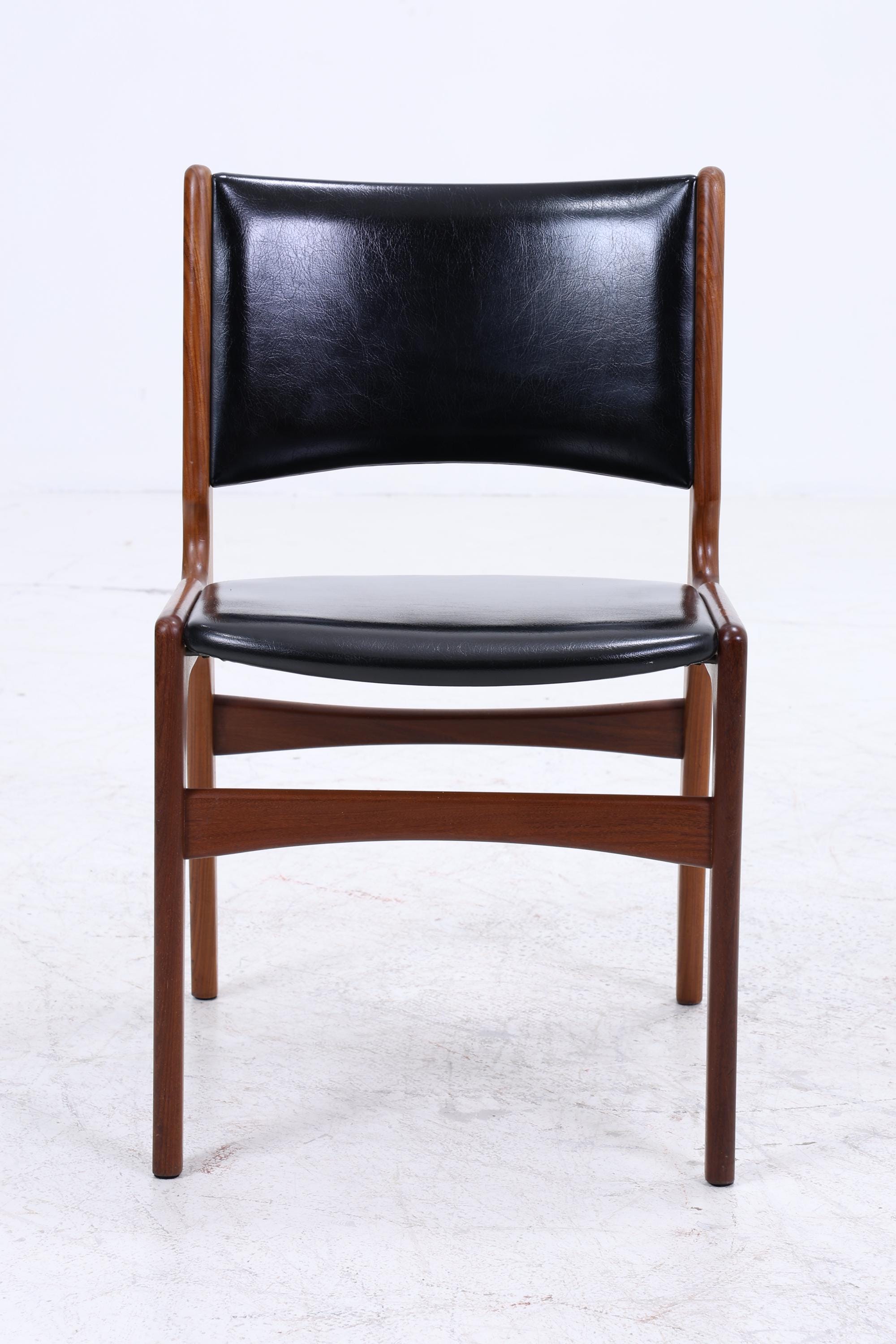 4er Set Teak Stühle von Erik Buch &quot;Modell 89&quot; | Mid Century Danish Design Leder Optik Stuhl | Vintage Designer