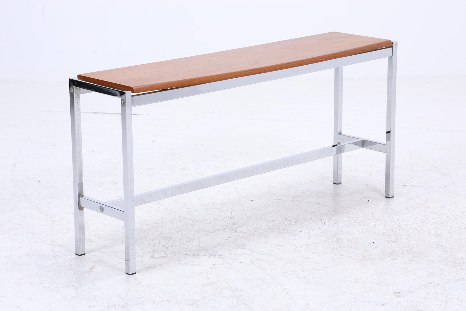 Wunderschöner Vintage Beistelltisch aus Teak &amp; Chrom | Mid Century Couchtisch Konsolentisch 60er Jahre Retro Wohnzimmer