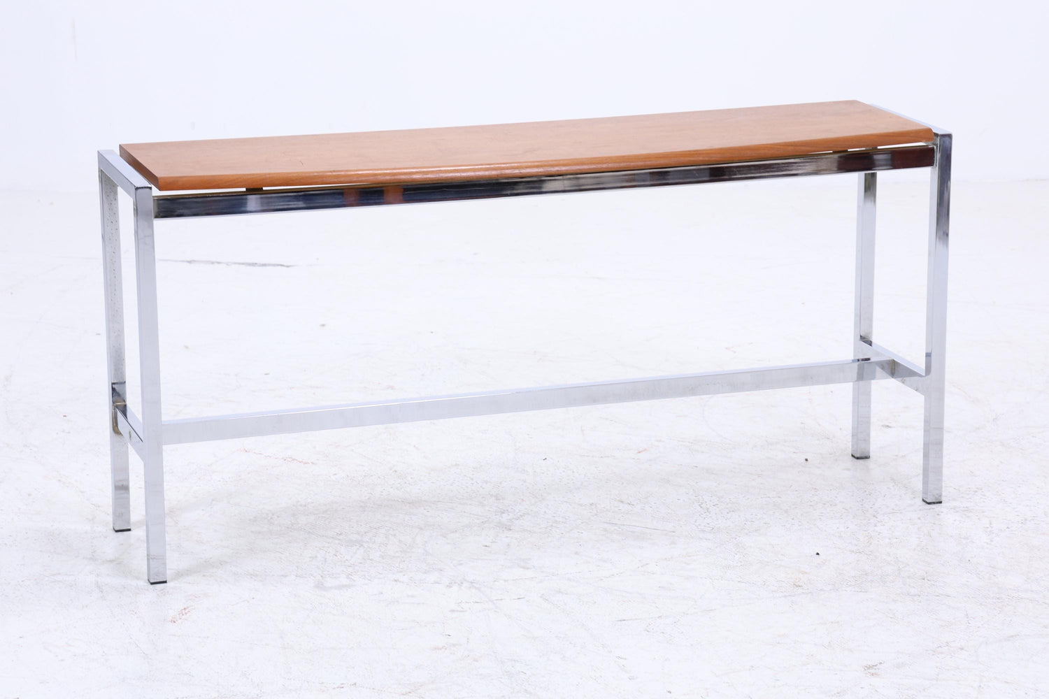 Wunderschöner Vintage Beistelltisch aus Teak &amp; Chrom | Mid Century Couchtisch Konsolentisch 60er Jahre Retro Wohnzimmer