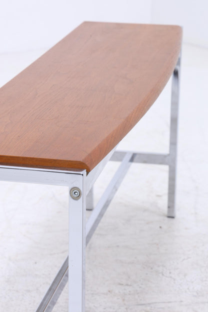 Wunderschöner Vintage Beistelltisch aus Teak &amp; Chrom | Mid Century Couchtisch Konsolentisch 60er Jahre Retro Wohnzimmer