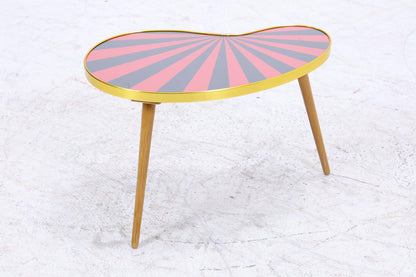 Vintage Nierentisch mit Muster | Mid Century Blumentisch | Beistelltische Schwarz Rot 60er Jahre