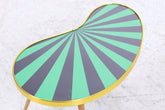 Vintage Nierentisch mit Muster | Mid Century Blumentisch | Beistelltische Schwarz Grün 60er Jahre