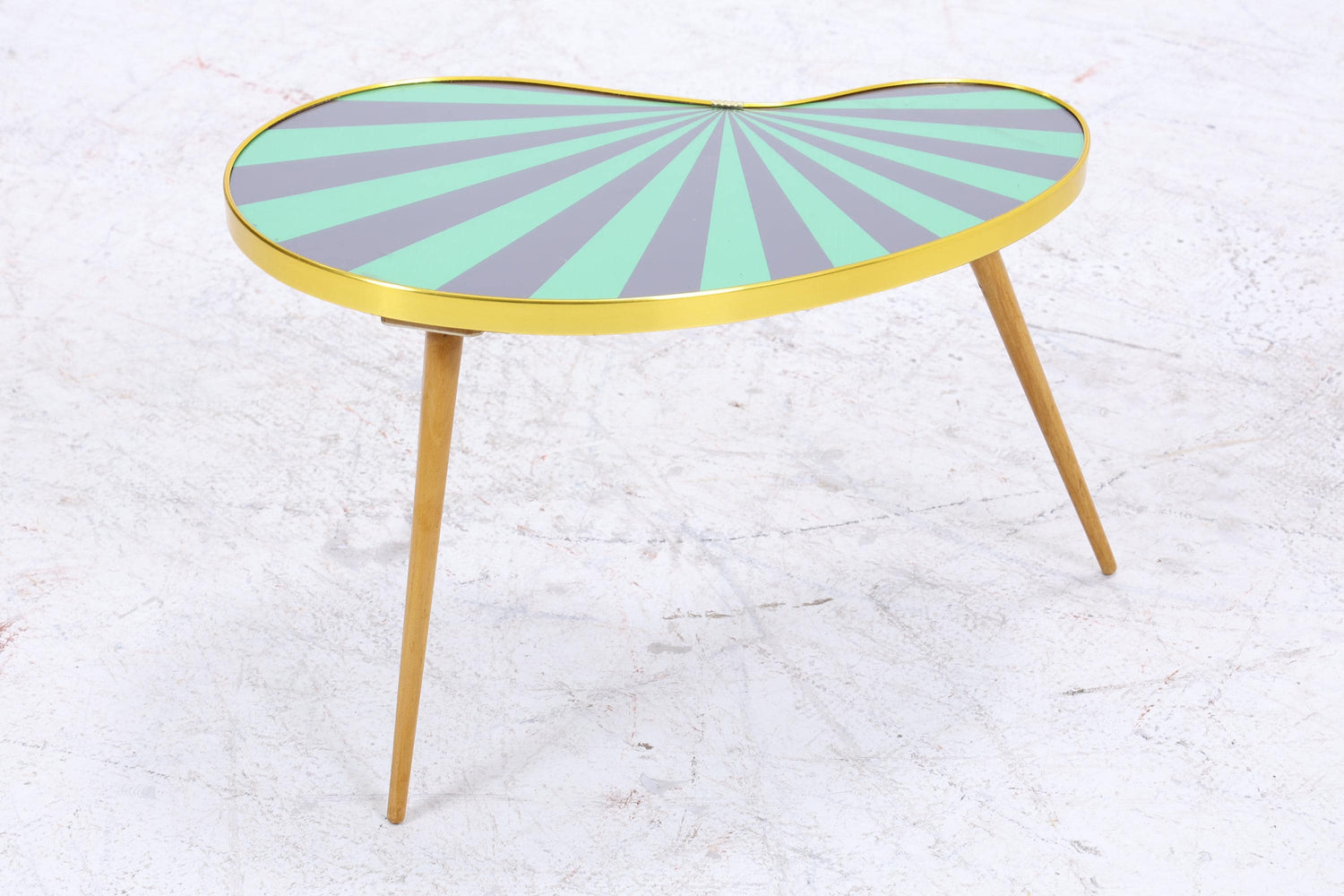 Vintage Nierentisch mit Muster | Mid Century Blumentisch | Beistelltische Schwarz Grün 60er Jahre