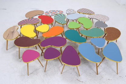 Vintage Blumentisch mit Muster | Mid Century Beisteltisch | Beistelltische 60er Jahre