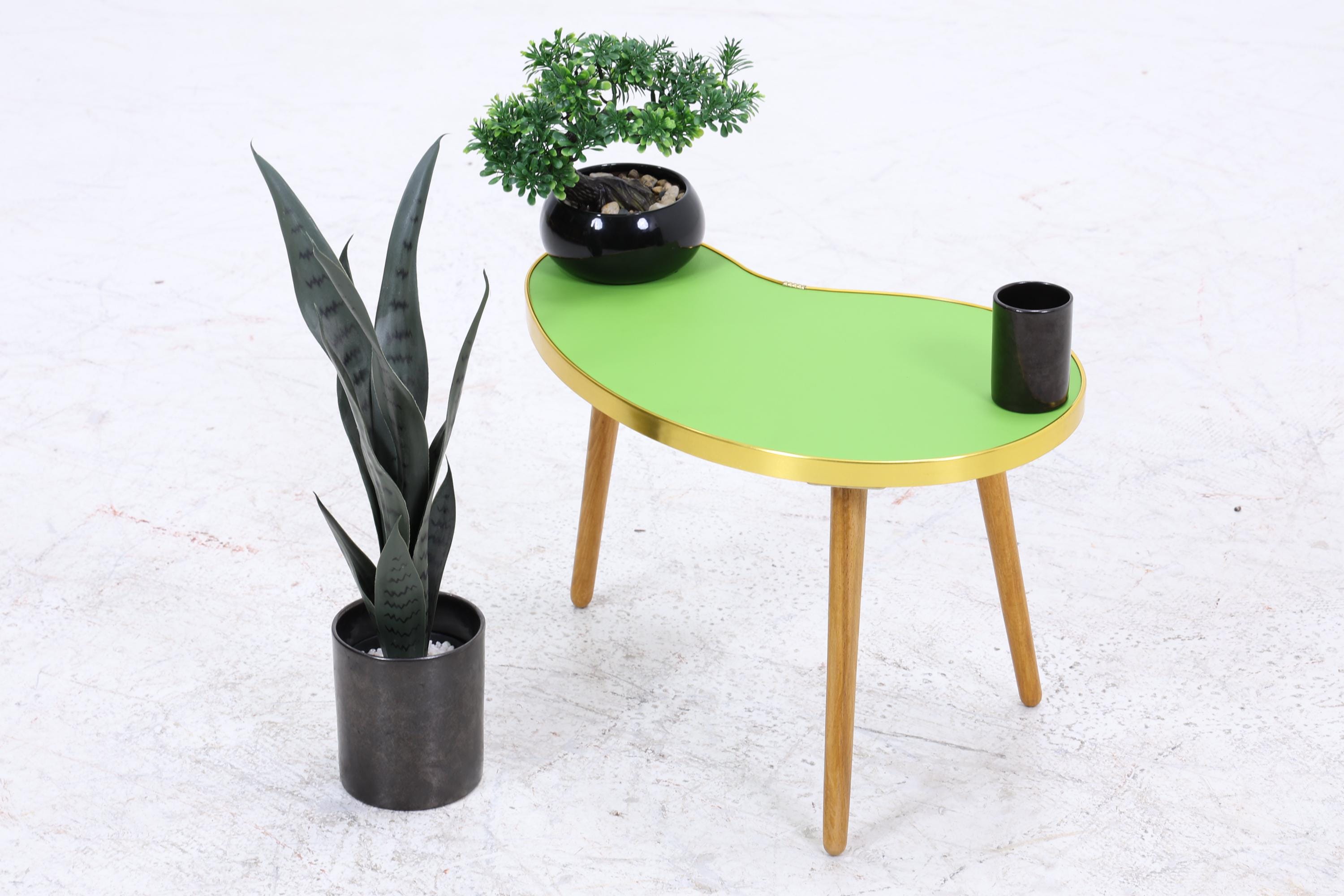 Vintage Nierentisch | Mid Century Blumentisch | Beistelltische Grün 60er Jahre
