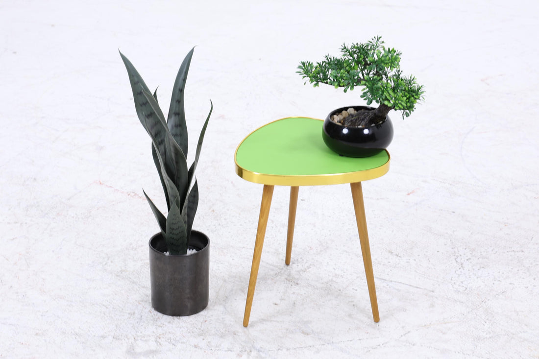 Vintage Blumentisch | Mid Century Nierentisch | Beistelltisch Grün 60er Jahre