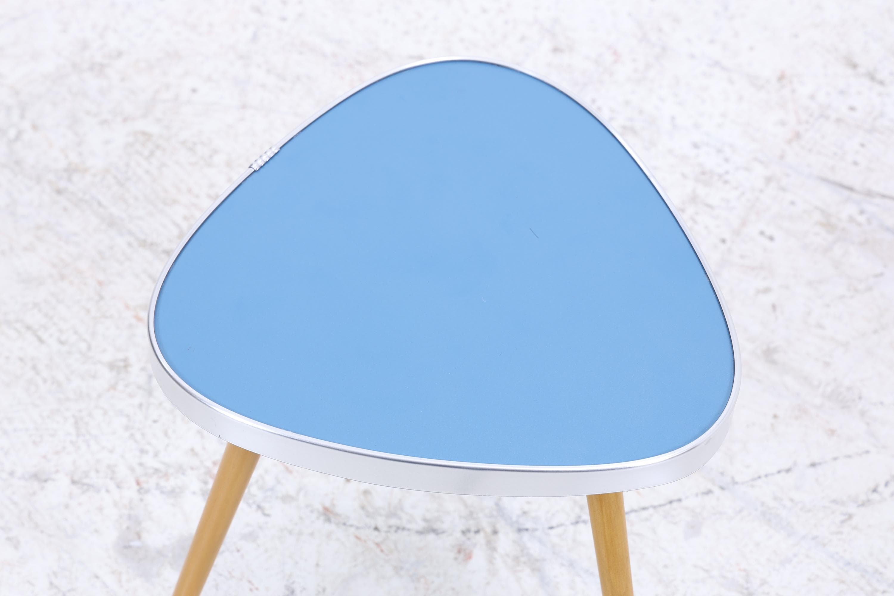 Vintage Blumentisch | Mid Century Nierentisch | Beistelltisch Blau 60er Jahre