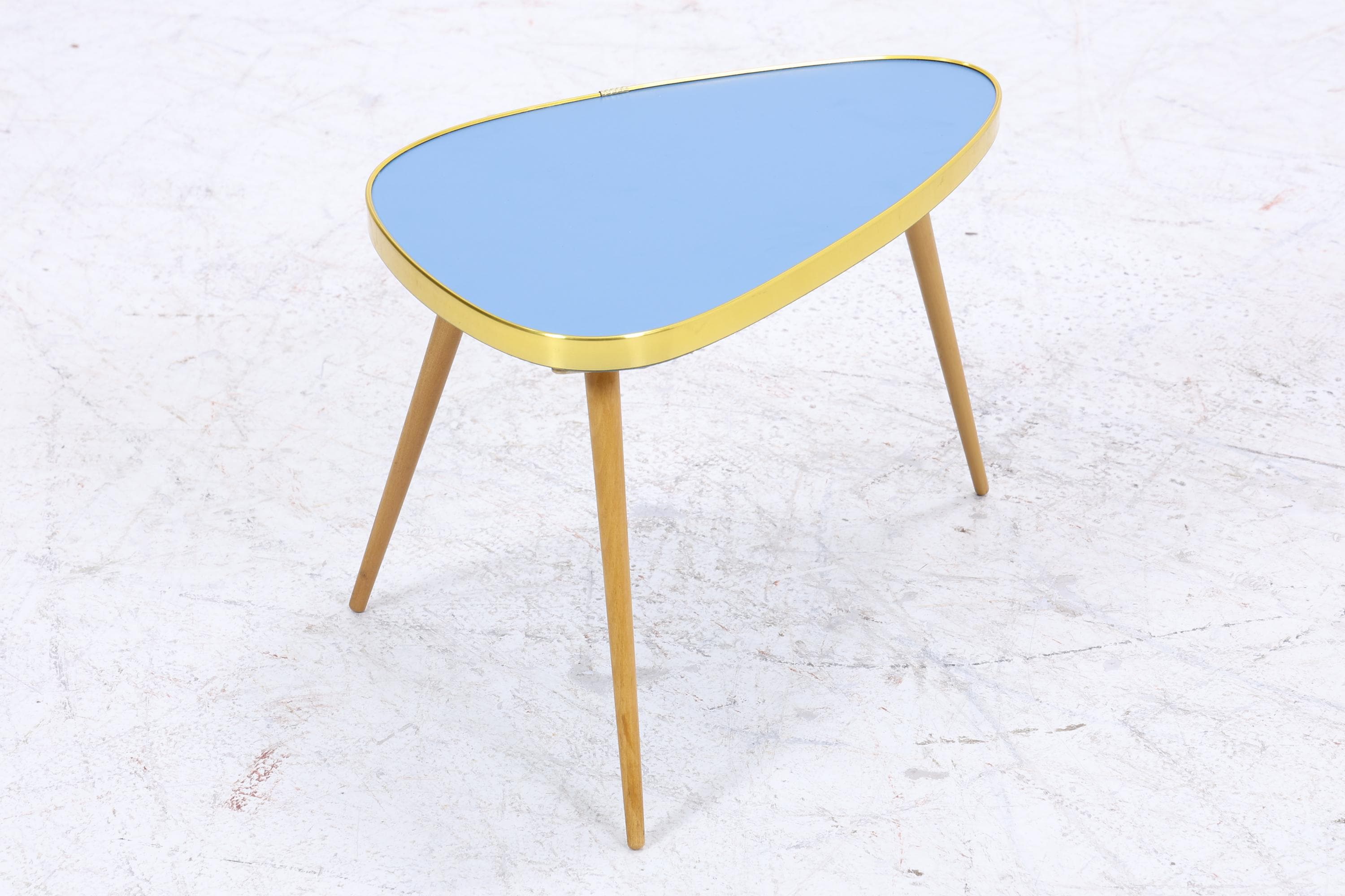 Vintage Blumentisch | Mid Century Nierentisch | Beistelltisch Blau 60er Jahre