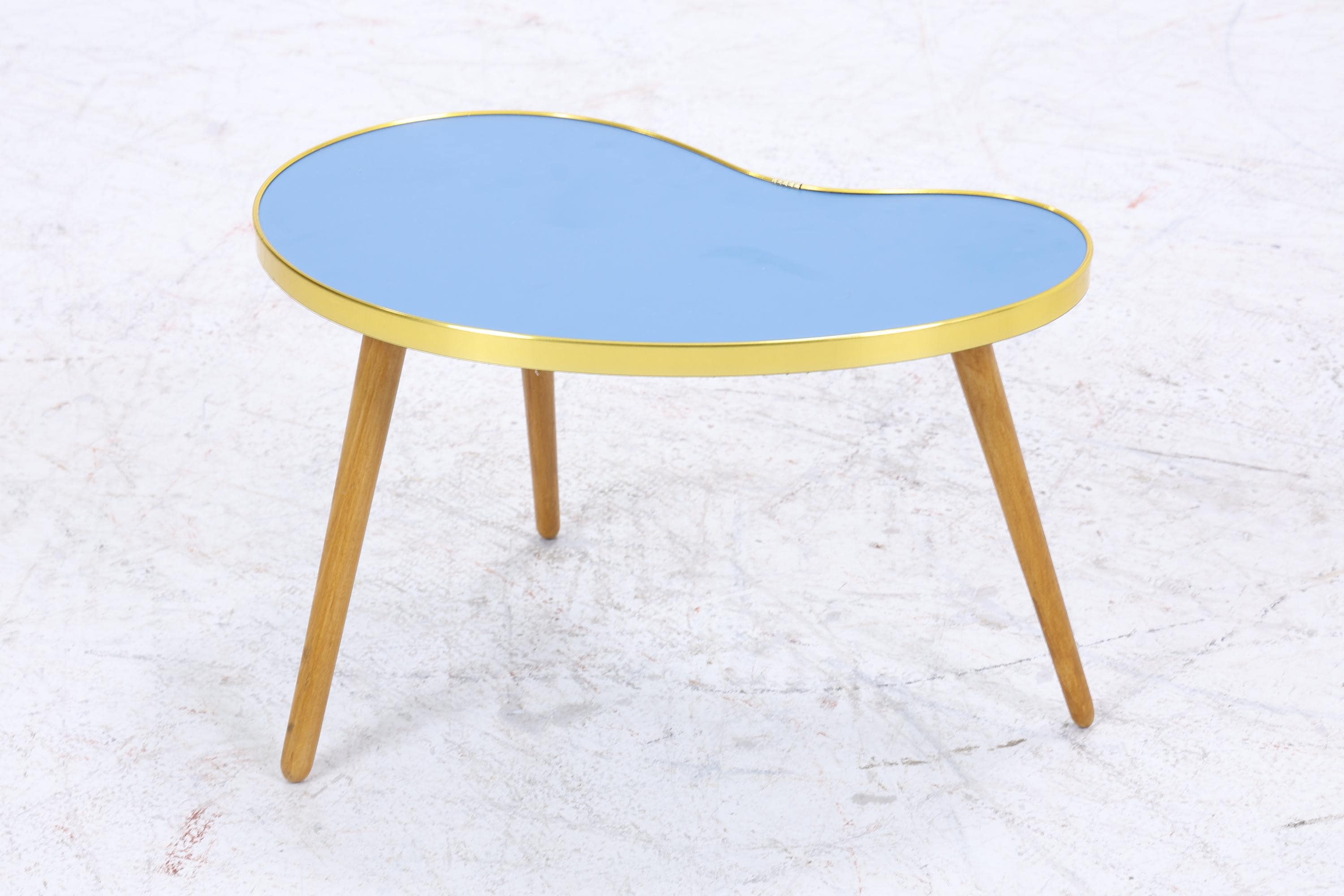 Vintage Nierentisch | Mid Century Blumentisch | Beistelltische Blau 60er Jahre