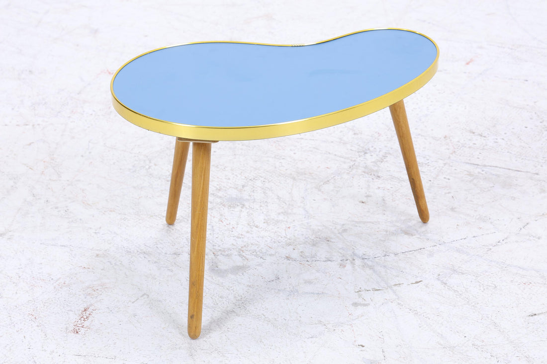 Vintage Nierentisch | Mid Century Blumentisch | Beistelltische Blau 60er Jahre