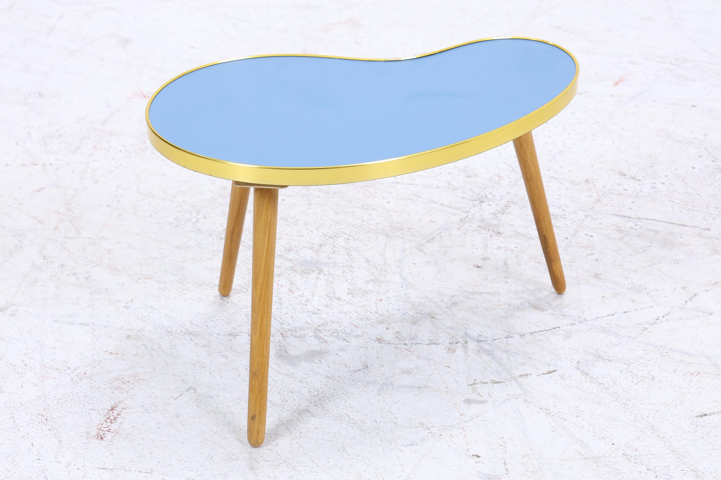 Vintage Nierentisch | Mid Century Blumentisch | Beistelltische Blau 60er Jahre